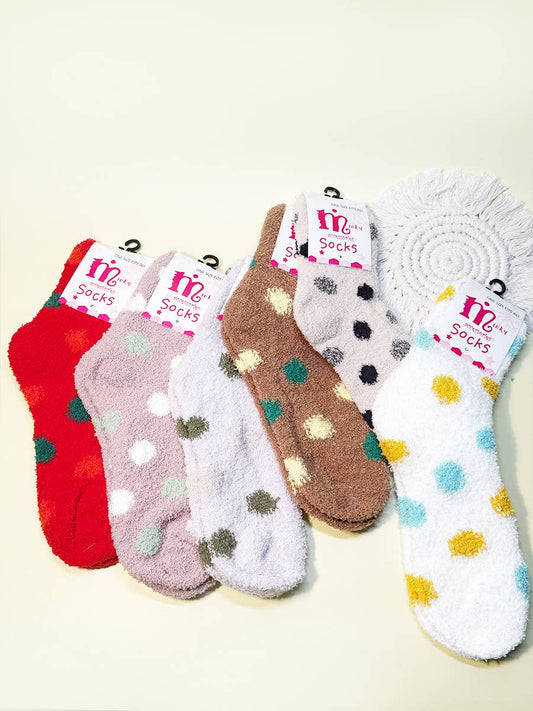 Polka Dot Winter Fuzzy Socks